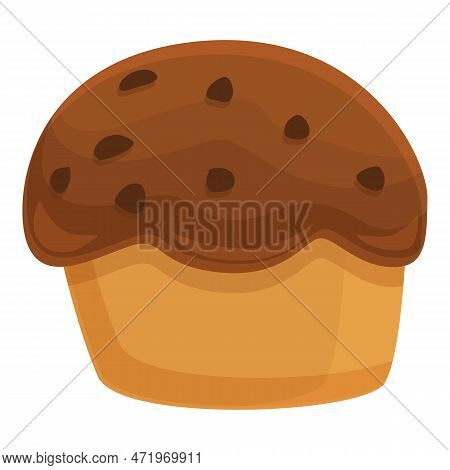 Chocolate Muffin Icon Cartoon . Blueberry Cake. Cream Cupcake