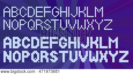 Alphabet Of Thin And Bold Uppercase Letters Drawn In A Pixel Art Style