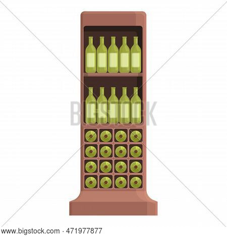Wine Cabinet Basket Icon Cartoon . Bar Alcohol. Sheld Wood