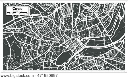 Caen France City Map In Retro Style. Outline Map. Vector Illustration.