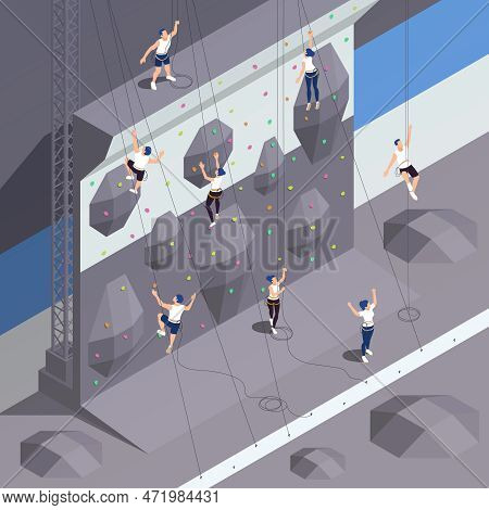 Rock Climbing Bouldering Wall Gym Amusement Park Outdoor Sport Complex With Top Rope Climbers Isomet