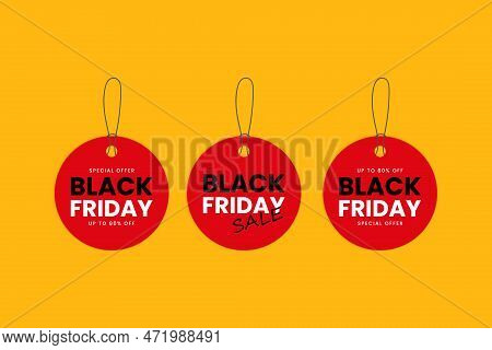 Black Friday Sale Label Template Collection Set Vector Illustration