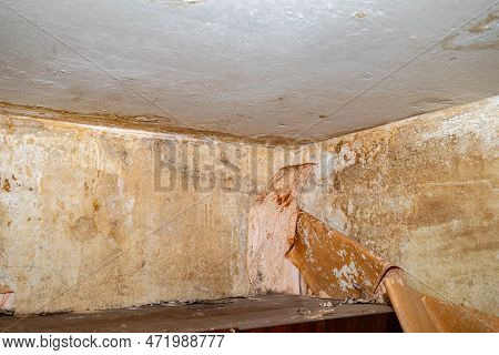 Damage Ceiling From Water Pipelines Leakage. Housing Problem Concep