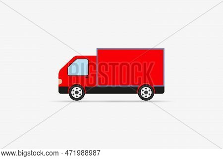 Red Color Transport Truck Vector For Illustration