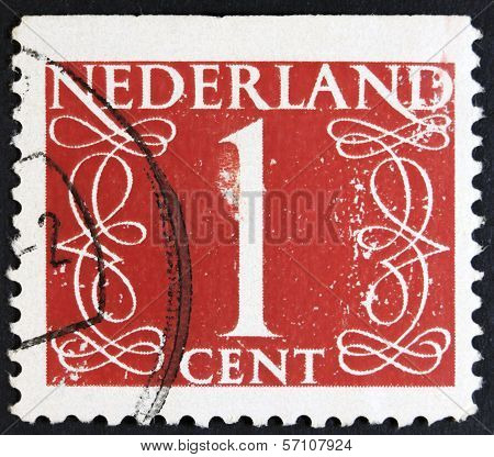 Dutch Postage stamp - isolated on black.