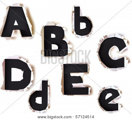 Ripped paper alphabet