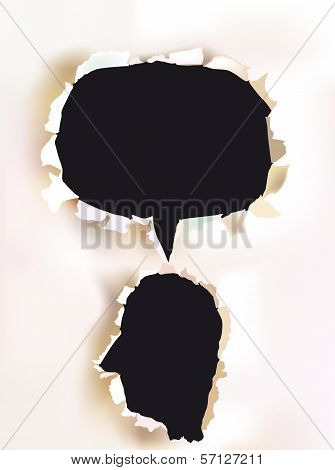 Ripped paper head shape