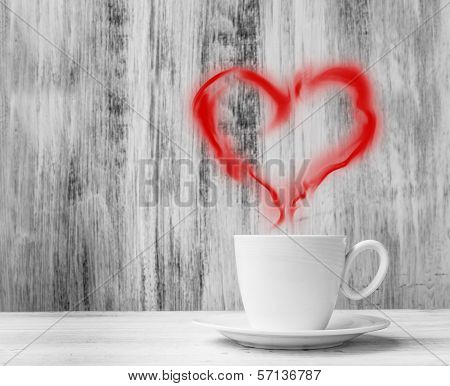 Mug Lovers White Cup Heart Shaped Balloon Wooden Background