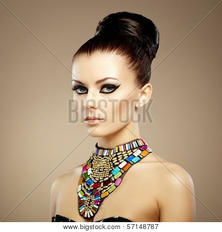 Portrait Of Young Beautiful Woman With Jewelry