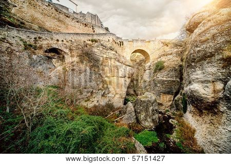 Ronda Bridge And Canyon, Spain