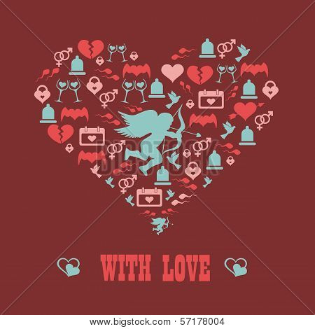 Heart Symbol Of Love. With Love. Romantic Concept
