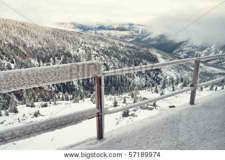 Frozen balcony railing
