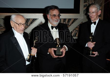 Eli Wallach, Francis Ford Coppola and Kevin Brownlow  at the  2nd Annual Academy Governors Awards, Kodak Theater, Hollywood, CA.  11-14-10