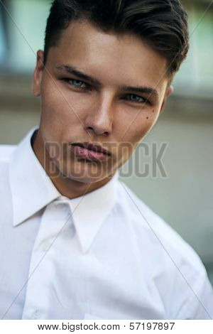 Confidence & Certitude. Respectable Strict Young Man - White Collar