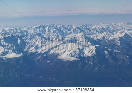 Caucasus mountains. View from the airplane.