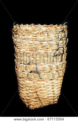 Rattan Basket Wicker Is Thai Handmade In Black Isolate