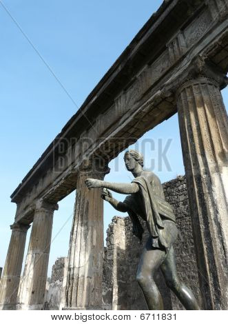 Bronze statue of Apollo at the ancient Roman city of Pompeii