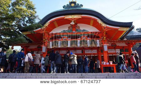 People visit the Takayama shrine