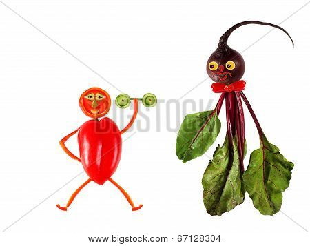 Funny Portraits Made from Beet And Pepper