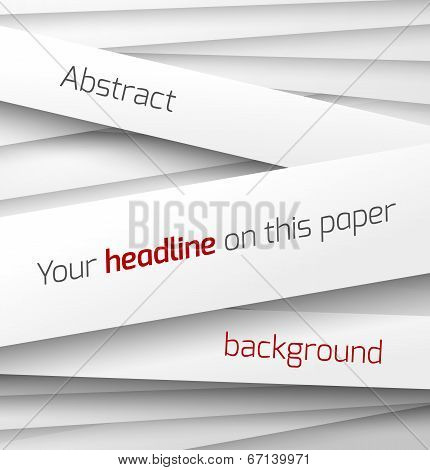 White paper rectangle banner on abstract 3d background with drop shadows