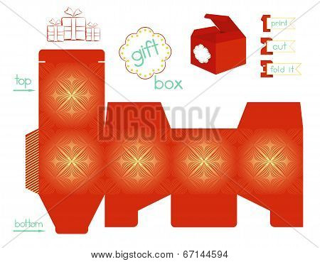 Printable Gift Box With Line Symmetric Pattern