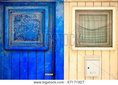 Old wooden entrance door