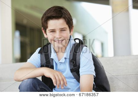 Pre teen boy at school