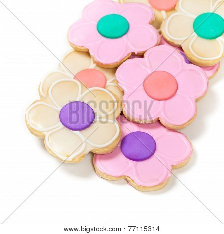 Easter sugar cookies shaped like flowers