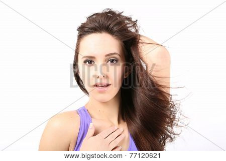 Beauty Girl portrait with long Hair.