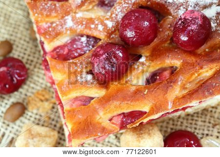 Pie with a stuffing from a fresh cherry