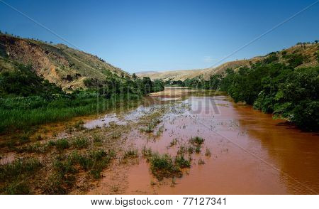 Red water of the river of Tsiribihina, Madagascar