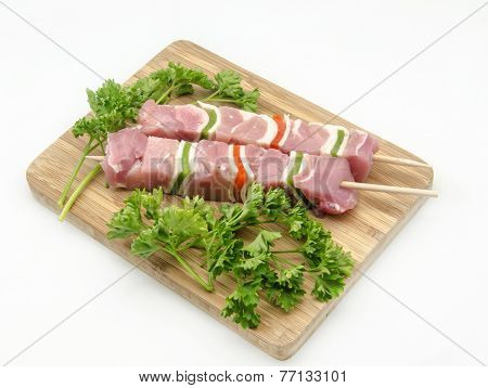 Several skewers of meat