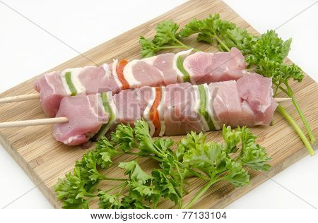 Several skewers of meat