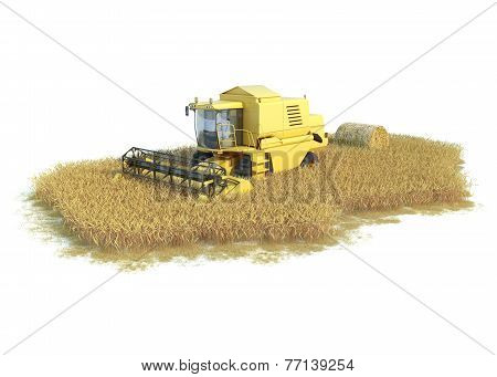 combine-harvester on isolated field