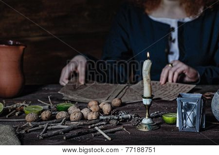 Witch preparing potion