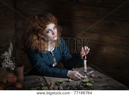 Witch preparing potion