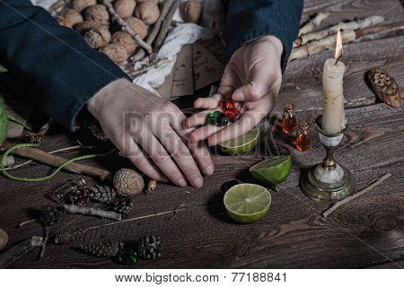 Witch preparing potion