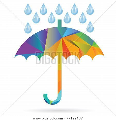 Umbrella Colored Polygonal Silhouette