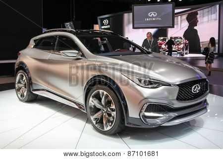 NEW YORK - APRIL 1: Infiniti exhibit  QX 30 concept at the 2015 New York International Auto Show during Press day,  public show is running from April 3-12, 2015 in New York, NY.