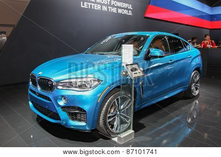 NEW YORK - APRIL 1: BMW exhibit  X6 M at the 2015 New York International Auto Show during Press day,  public show is running from April 3-12, 2015 in New York, NY.