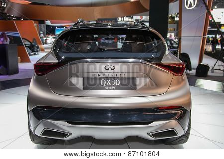 NEW YORK - APRIL 1: Infiniti exhibit  QX 30 concept at the 2015 New York International Auto Show during Press day,  public show is running from April 3-12, 2015 in New York, NY.