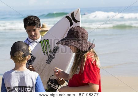 Miguel Pupo competing in the Quicksilver Pro at Snapper Rocks