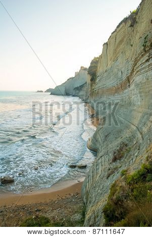Loggas beach (Peroulades beach, Sunset beach) Corfu Island, Greece