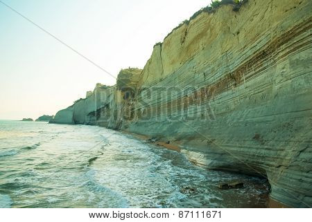 Loggas beach (Peroulades beach, Sunset beach) Corfu Island, Greece