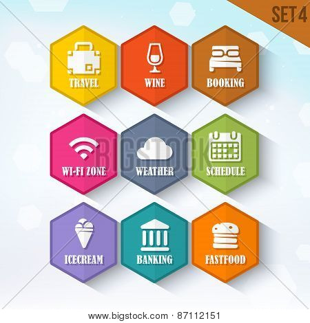 Trendy Vector Rounded Hexagon Icons Set