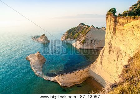 Loggas beach (Peroulades beach, Sunset beach) Corfu Island, Greece