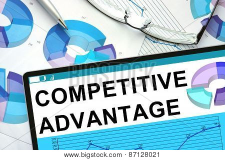 Competitive Advantage on tablet with graphs.
