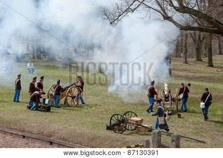 Fortress Josefov, demonstration of a battle in the 19th century