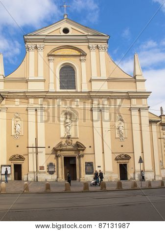 Krakow, Poland - March 29, 2015: The Carmelite Church In Krakow, Poland