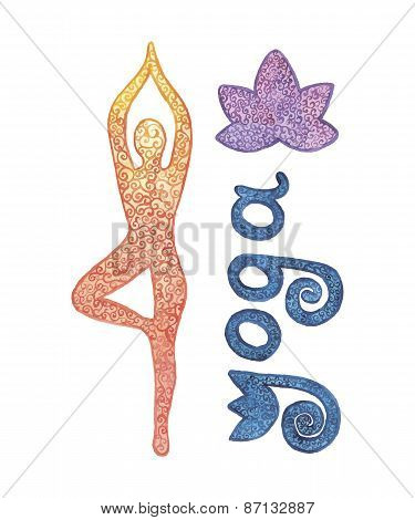 Watercolor yoga set